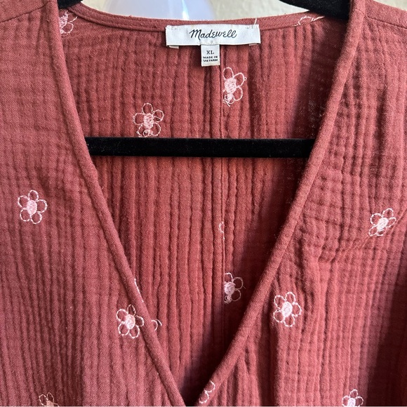 Madewell Red Lightspun Maira Longsleeve Wrap Top - Picture 4 of 7